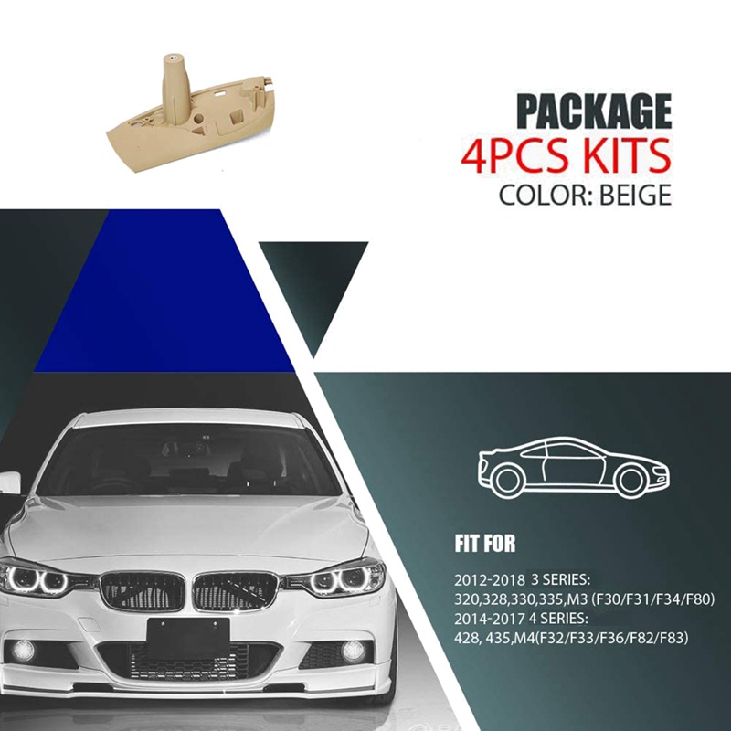 Tay nắm cửa bên trong màu be cho xe hơi BMW 3 4 Series F30/F31/F34 F32/F33/F36 2012-18
