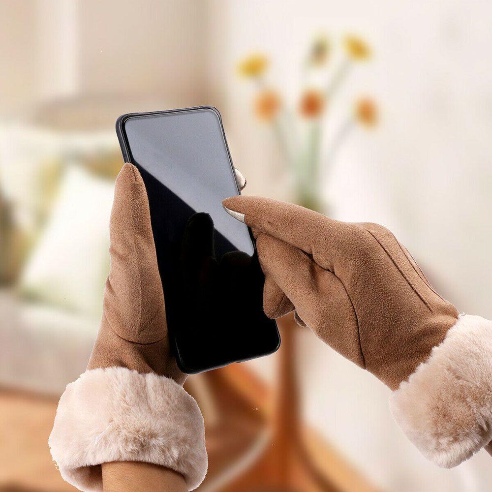 Găng Tay Lông Nhung Giữ Ấm Có Thể Chạm Màn Hình Cảm Ứng Dễ Thương Dành Cho Nữ