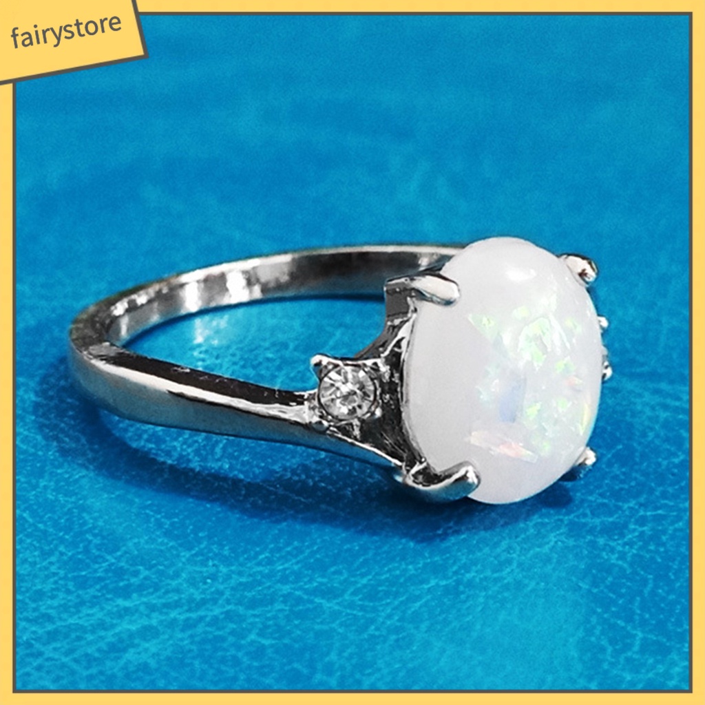 Nhẫn Hợp Kim Đính Đá Opal Nhân Tạo Thời Trang Cho Nữ