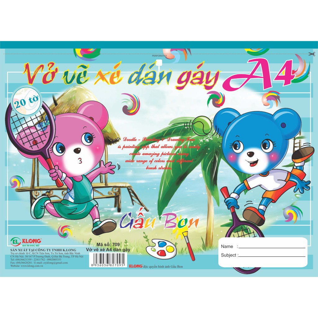 Vở vẽ  xé dán gáy A4  20 tờ 100/84