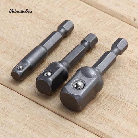 Bộ 3 thanh Lục Giác nối dài Gắn Đầu Máy Khoan Bắt Vít 1/4" 3/8" 1/2" NPS