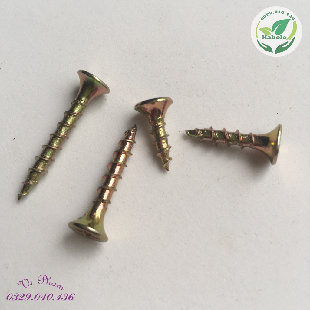 Đinh vít vàng bắn (bắt) trực tiếp vào gỗ, thạch cao đủ kích thước [bịch 100g]