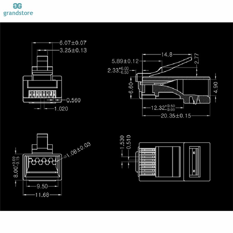 Gs Đầu Nối Dây Mạng Rj45 Cat6 Cat6e Utp Rj45