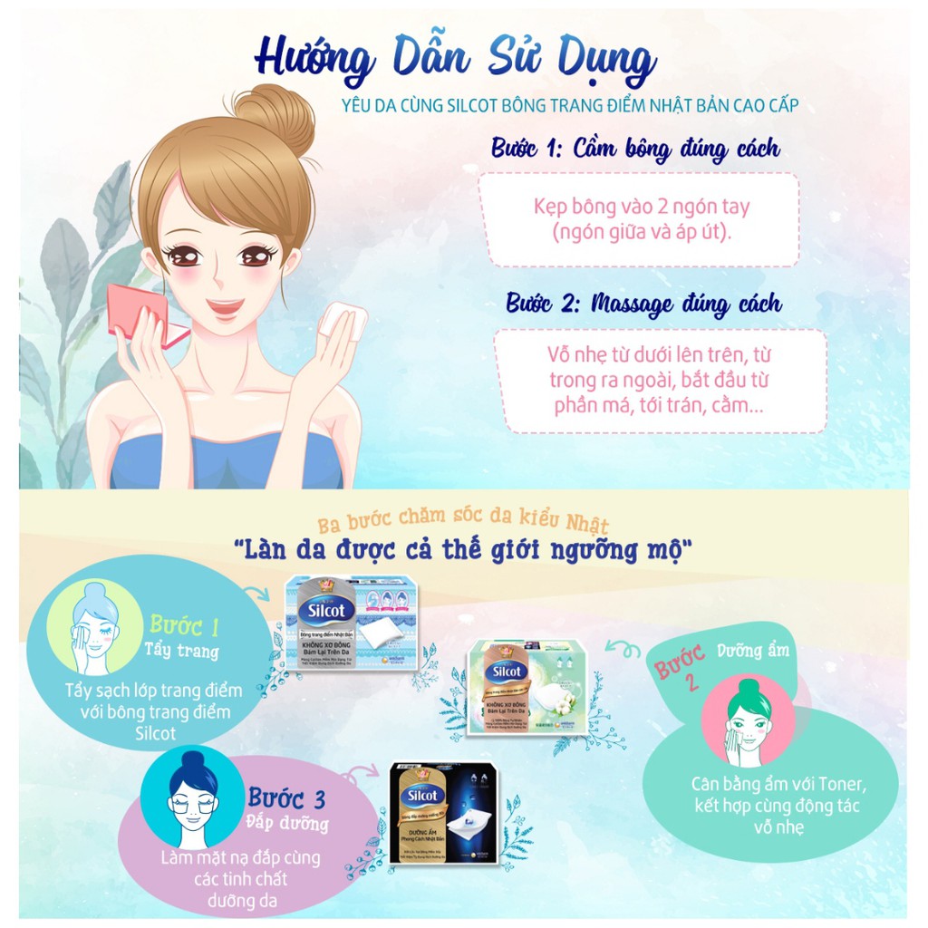 Bông tẩy trang cơ bản và cao cấp Silcot Nhật 66/82 miếng