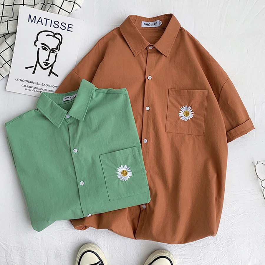 Áo Sơ Mi Trơn From Rộng Unisex Phong Cách Ulzzang