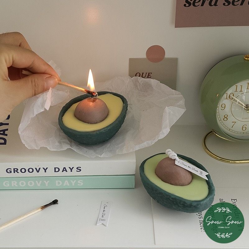 Nến thơm decor hình Quả Bơ đáng yêu trang trí phòng bàn làm việc tiện lợi mùi hương thư giãn mẫu mới nhất