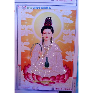 Tranh đính đá kim cương ABC Quán Thế Âm Bồ Tát DF2286 ( tranh chưa gắn đá )