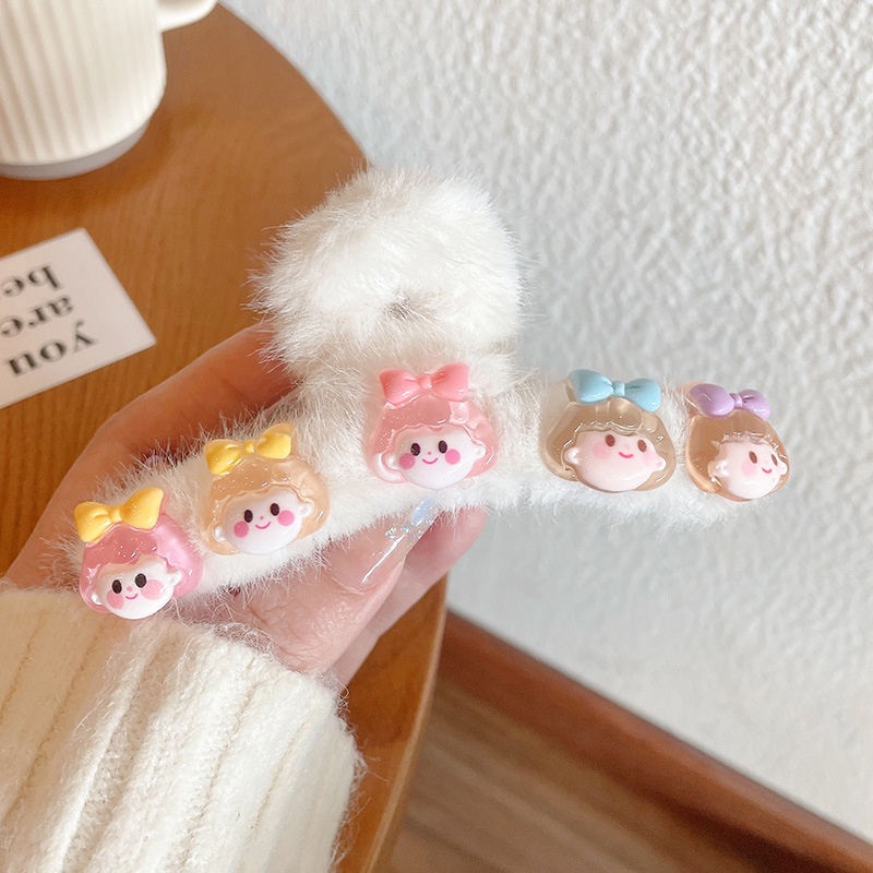 Kẹp Tóc Hình Gấu / Dâu Tây Bằng Lông Nhung Dễ Thương Xinh Xắn 2