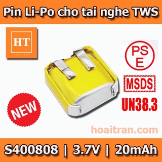 Pin Li-Po 3.7V 400808 20mAh (Lithium Polyme) cho tai nghe Bluetooth