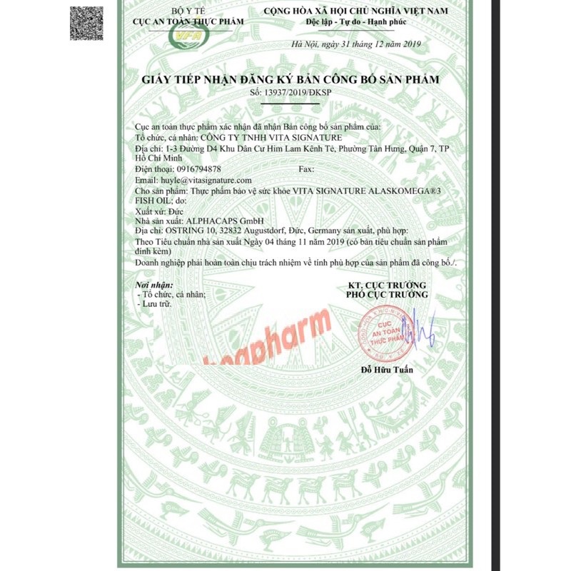 Viên uống dầu cá Omega 3 - VitaSignature AlaskOmega 3 của đức -Bổ sung Omega3, EPA, DHA , giảm mỡ máu , sáng mắt