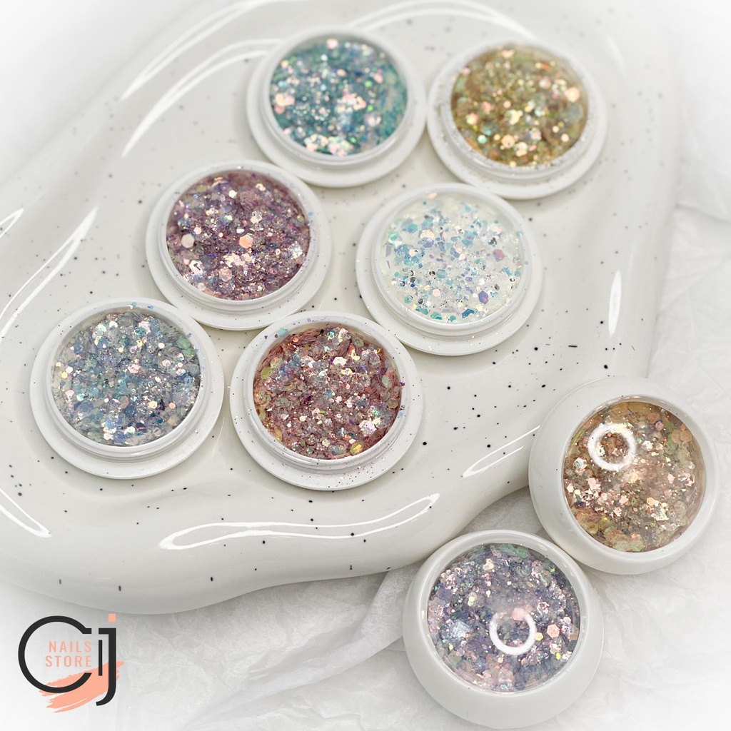 Set nhũ vảy cá 8 màu trang trí móng
