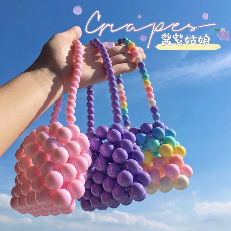 Túi tote mini đính hạt màu cầu vồng xinh xắn