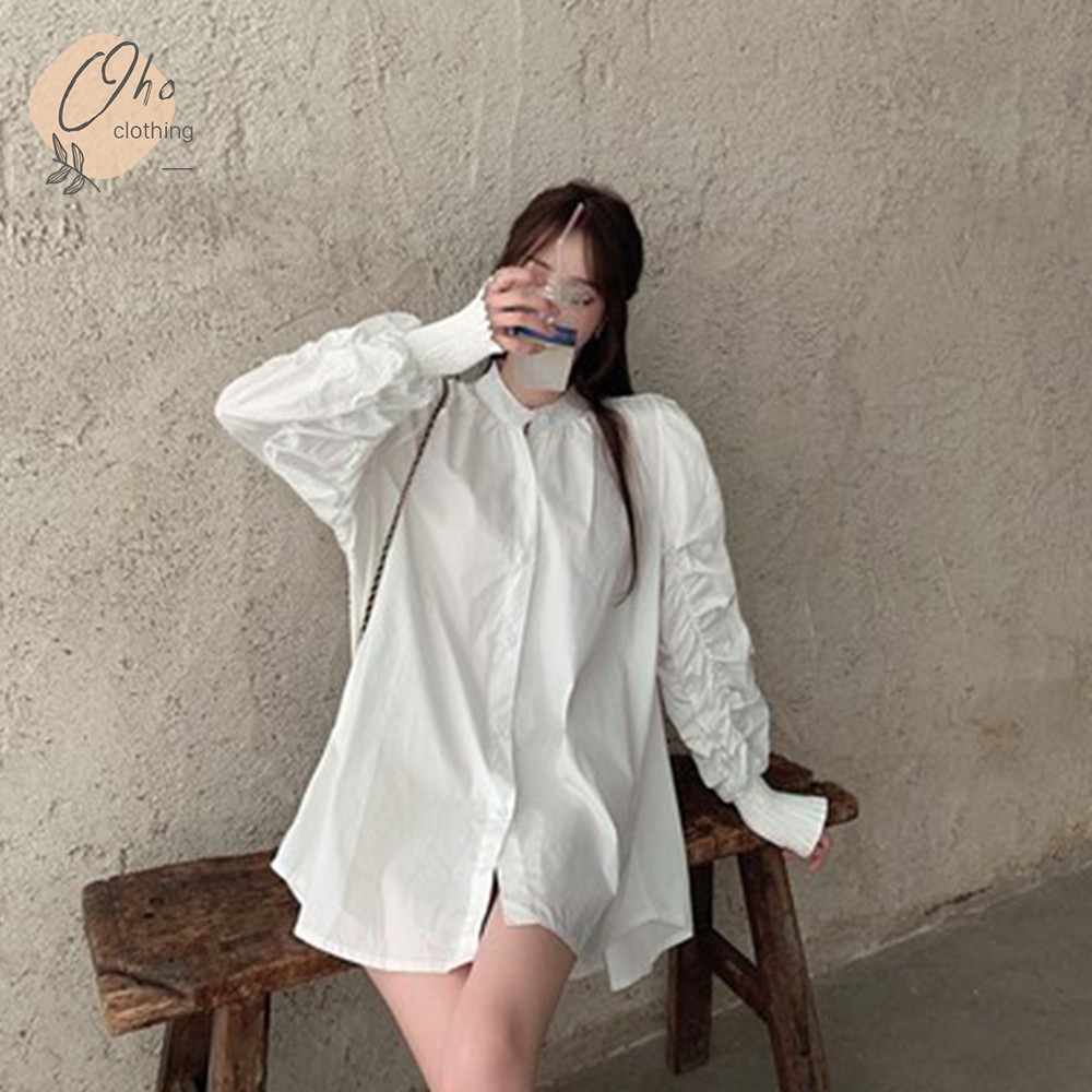 Sơ Mi Công Sở Nữ Chất Mát Không Nhăn, Sơ Mi Kiểu Nữ Cổ Tàu Đi Học VENUSA AS01