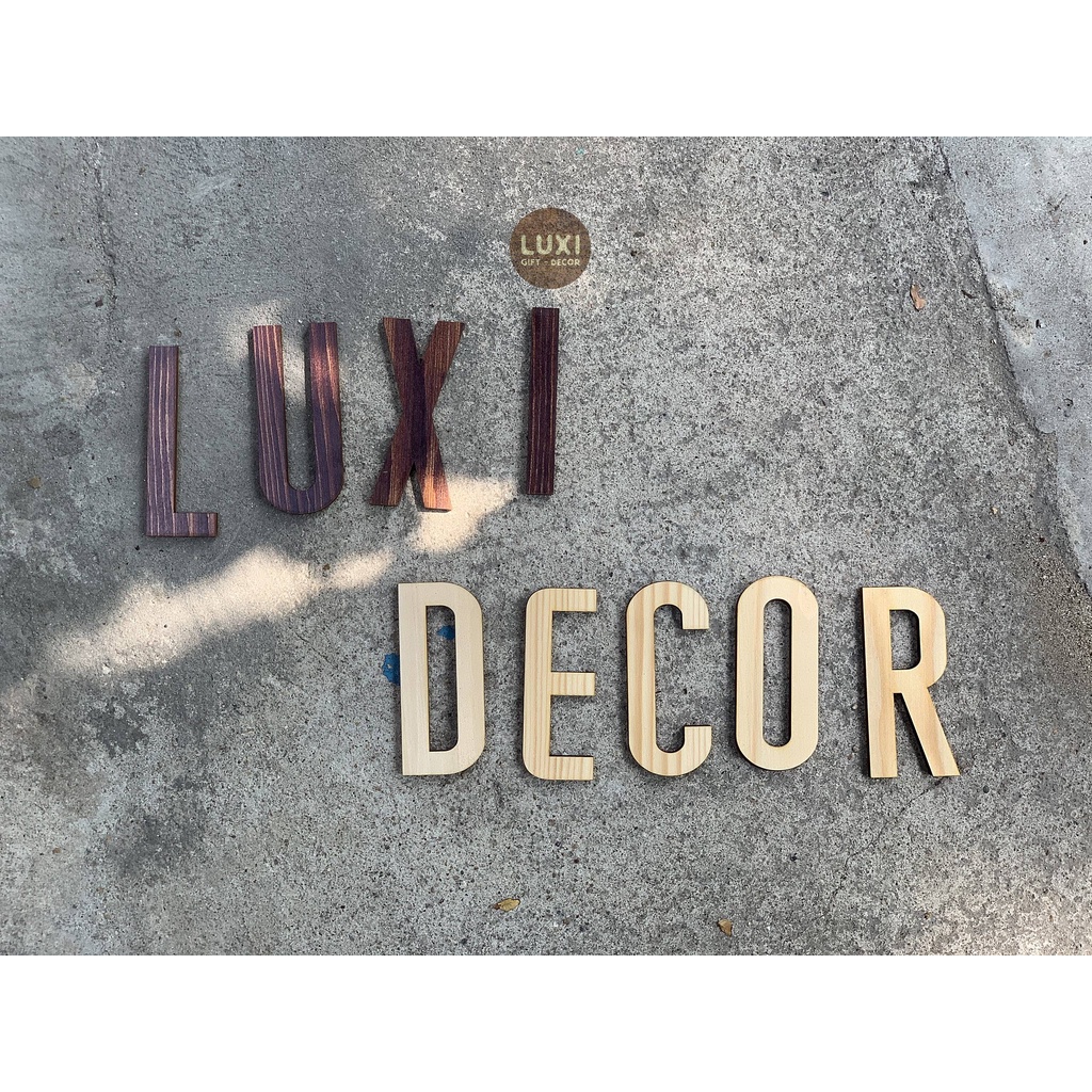 Chữ cái gỗ A-Z / bộ số 0-9 LUXI decor trang trí tường / bộ chữ cho con học bài