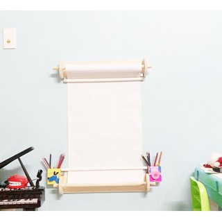 Combo 2 Set giá gỗ treo giấy cuộn gỗ thông, kệ gỗ chặn giấy KT 50x10cm
