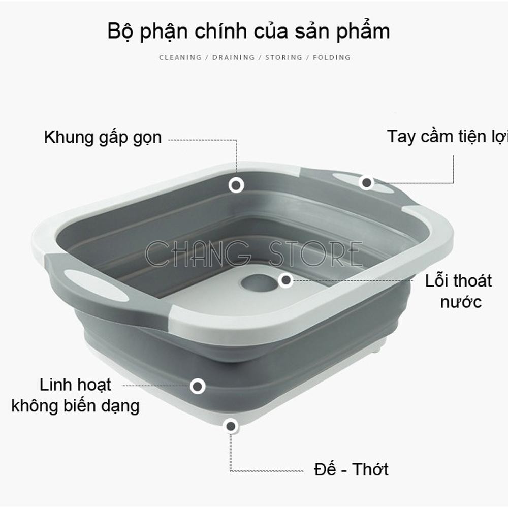 Thớt Nhựa Đa Năng Kiêm Chậu Rửa, Rổ Đa Năng, Thớt Siêu Tiện Dụng 3 In 1 Cho Nhà Bếp,Chậu Kèm Thớt Nhựa Đa Năng Gấp Gọn