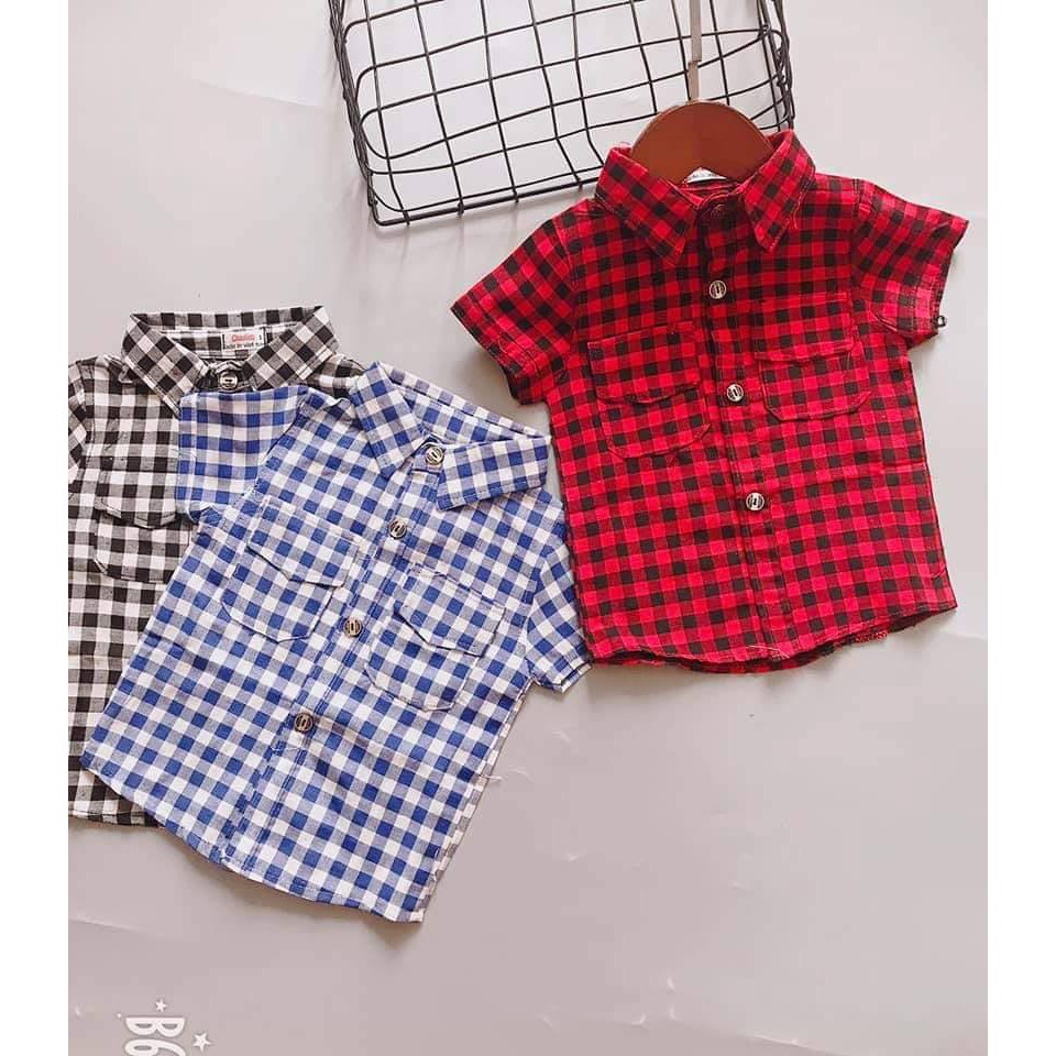 Combo 2 áo sơmi caro cực bảnh Mialy Kids rẻ đẹp cho bé trai (14-20kg) - chất vải thô Hàn mềm, thấm hút mồ hôi tốt