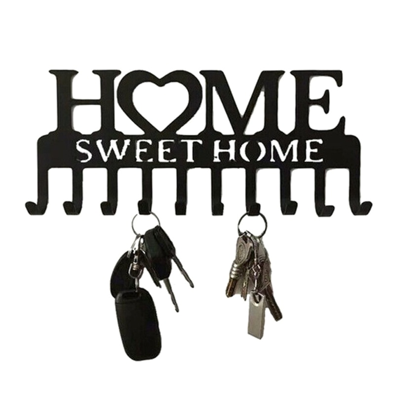 Móc Treo Khăn Tắm / Chìa Khóa Bằng Kim Loại Màu Đen Gắn Tường Tiện Dụng Cho Gia Đình