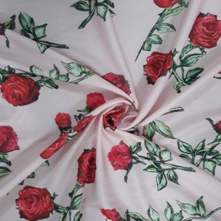 Sét vải đũi hoa hồng