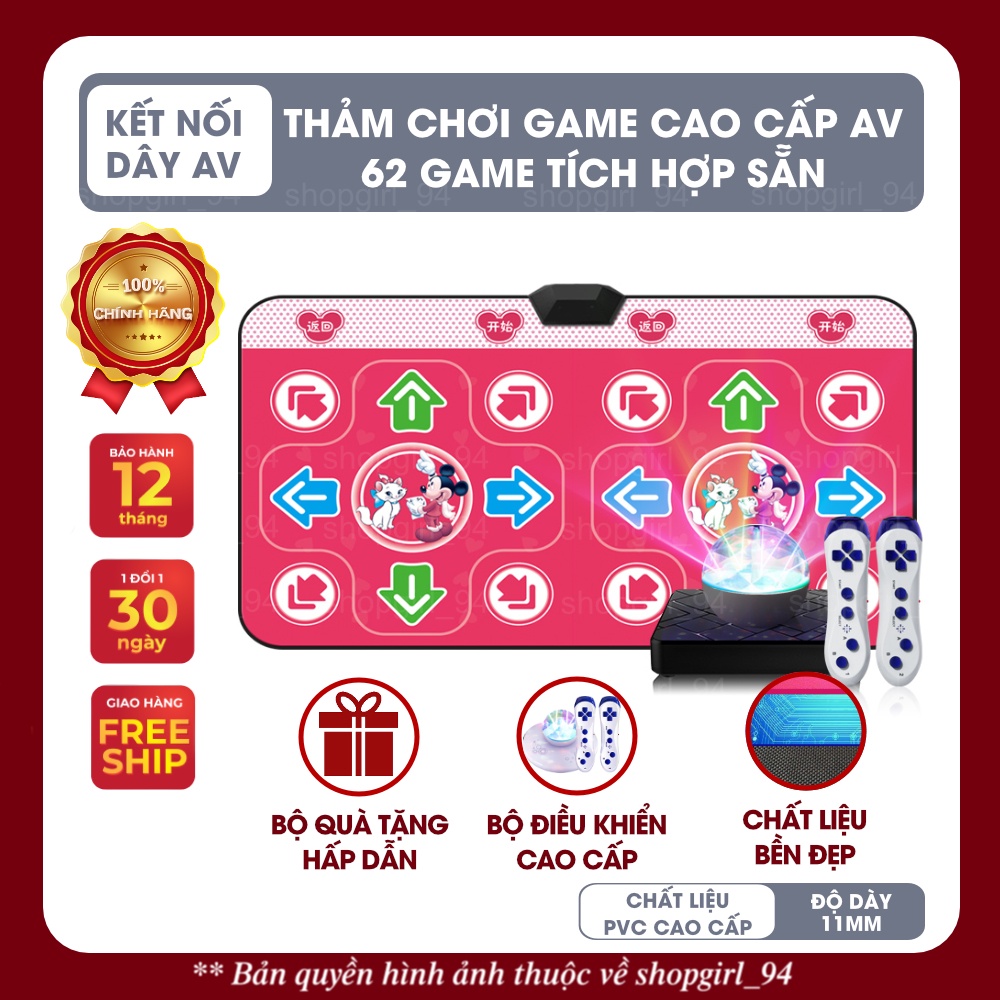 Thảm nhảy audition, thảm nhảy kết nối tivi, kết nối AV, chất liệu PVC dày 11mm chống thấm, chống nước