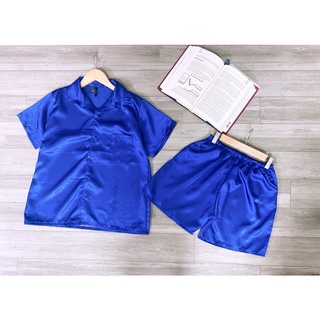 Bộ Pijama đùi lụa phi bóng freesize<60kg