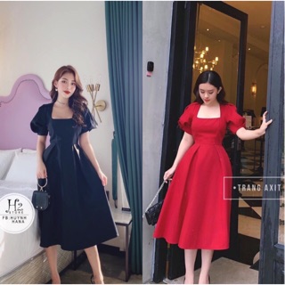 Đầm maxi tay bồng lụa cao cấp