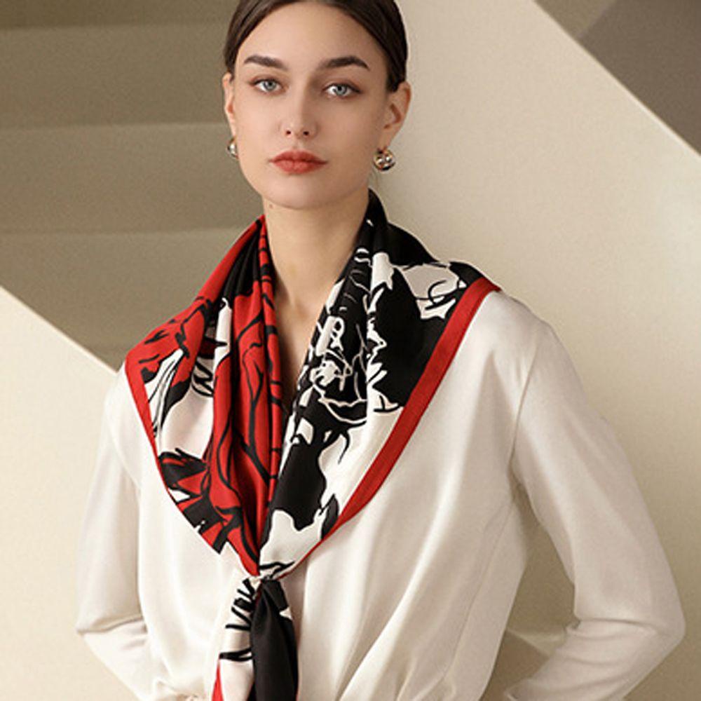 Khăn Quàng Cổ Lụa In Họa Tiết Hoa Cổ Điển Phong Cách Hàn Quốc WMES15H