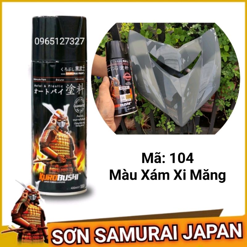 sơn xịt Samurai Japan màu xám xi măng.Mã 4 104