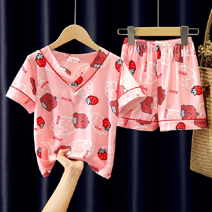 Bộ Đồ Ngủ Tay Ngắn Chất Liệu Cotton Dễ Thương Cho Bé