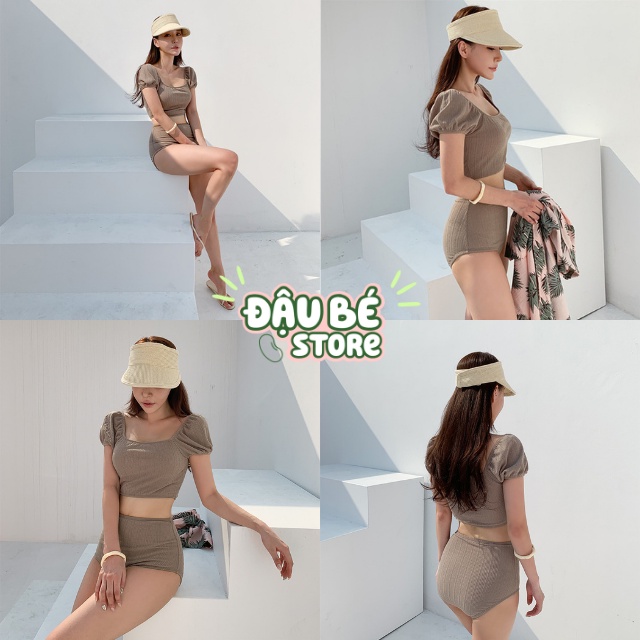 BIKINI 2 MẢNH TAY BỒNG ĐI BIỂN ULZZANG CAO CẤP - BỘ ĐỒ BƠI NỮ CẠP CAO KÍN ĐÁO THỜI TRANG HÀN QUỐC - DAUBE - B001
