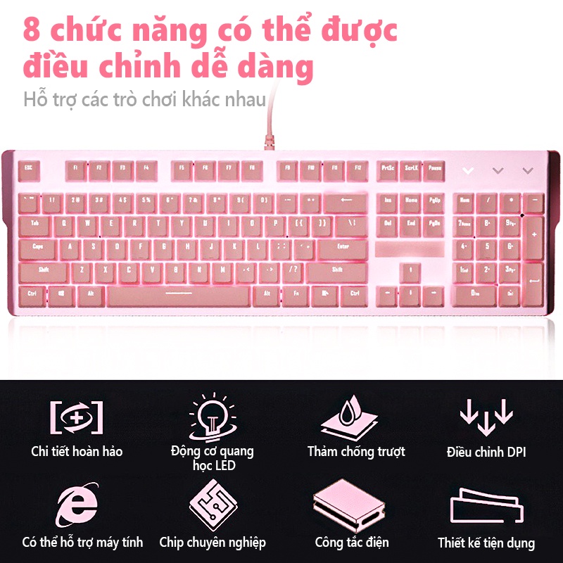 SG-8842 Bàn Phím Gaming có dây Giả Cơ Led Siêu Đẹp Chuyên Chơi Game, Văn Phòng Cho Máy Tính Laptop