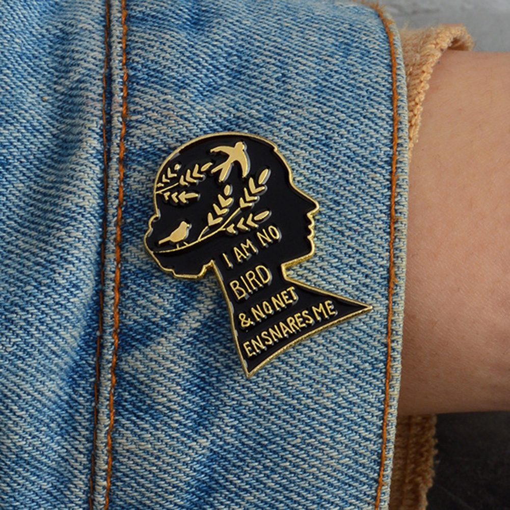 YOML✔Literature Jane Eyre Quote I Am No Bird Enamel Brooch Pin Collar Badge Jewelry