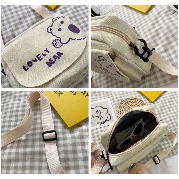 Túi mini đeo chéo Hazin nữ đẹp đi chơi vải canvas cao cấp phong cách thời trang vừa điện thoại Hzm54