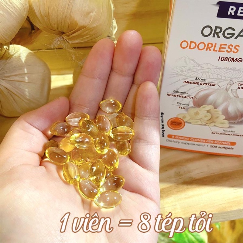 Tinh dầu Tỏi hữu cơ khử mùi RENE Organic Odorless Garlic 1080 mg chai 200 viên từ Mỹ USA