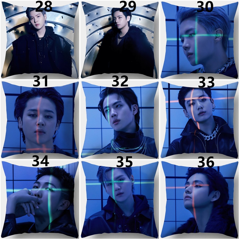 Vỏ Gối Vuông Polyester In Hình BTS Nam-joon Kim ,Seok Jin ,J-Hope, Min Gi ,Ji Min ,Tae Hyung ,Jeon Jung Kook Một Mặt Có Khóa Kéo