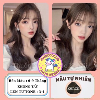 Thuốc Nhuộm Tóc Nâu Tự Nhiên Tặng Oxy Trợ Nhuộm Găng Tay Kenzii Lên Từ Nền Đen