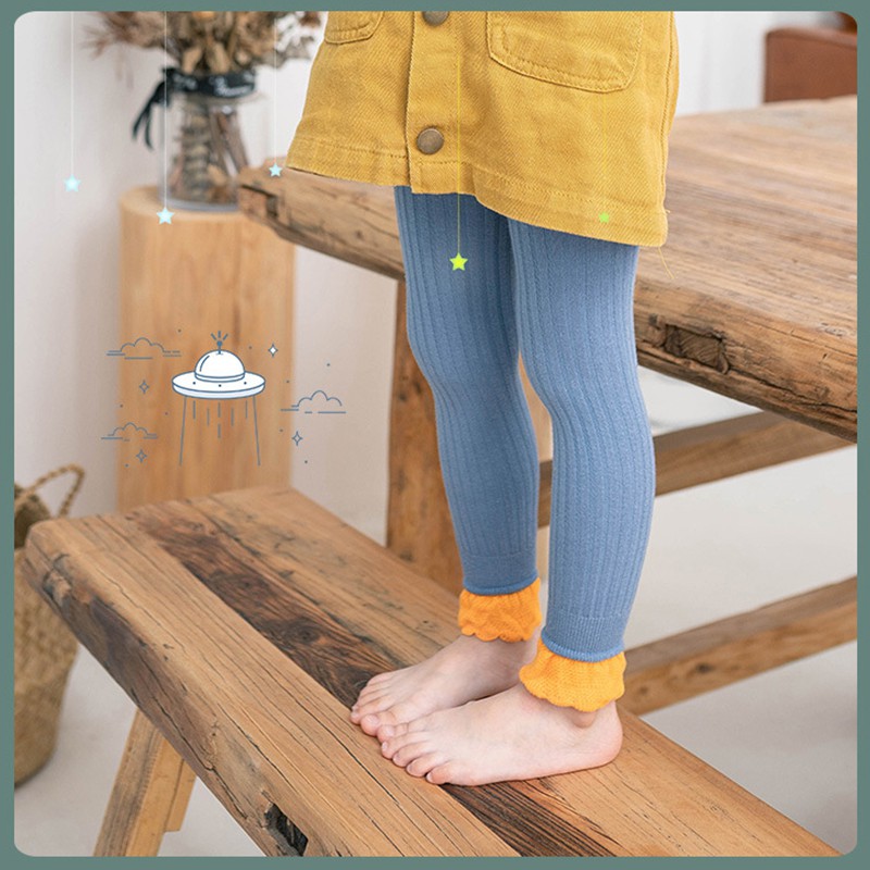 Dễ Thương Quần Legging Cotton Mềm Mại Thoáng Khí Màu Trơn Họa Tiết Kẻ Sọc Cho Bé Gái