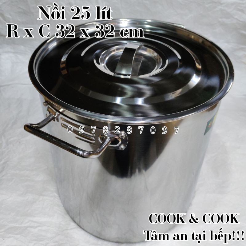 Nồi súp inox 20, 25 lít Vietcook đáy từ size 32 nồi hầm xương, nồi luộc gà, nồi luộc bánh chưng, nồi phở, nồi quân dụng