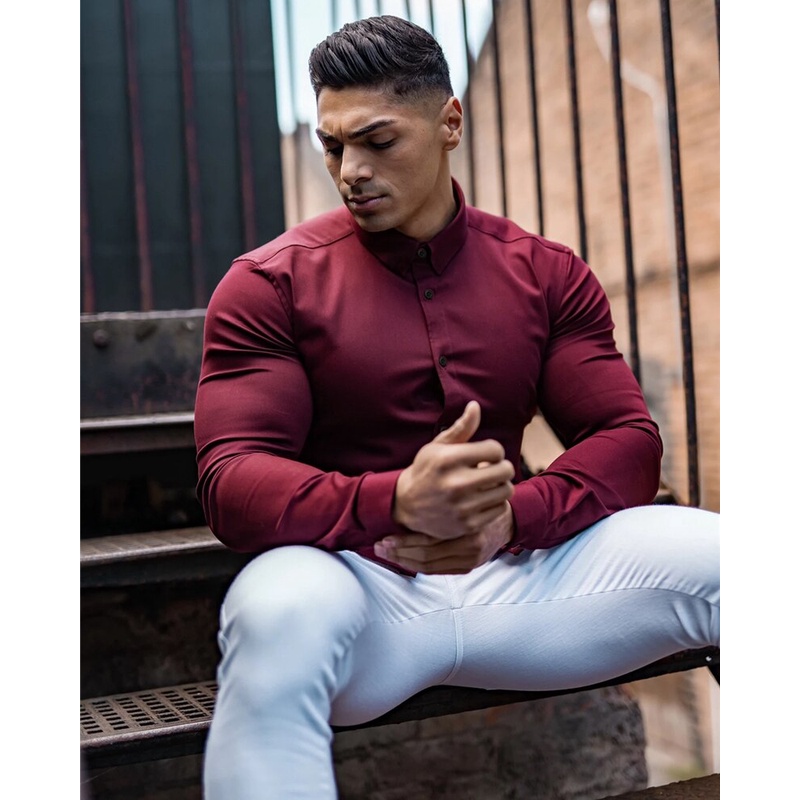 MỚI Áo thun thể thao tay dài cổ bẻ thoáng khí thời trang cho nam