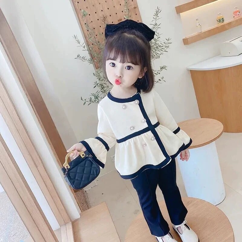 Set bộ dài tay bé gái siêu xinh thu đông 2021
