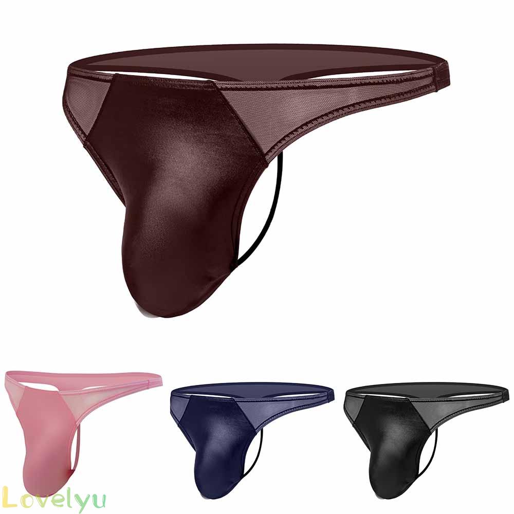 &lt;READY STOCK&gt;Men Erotic Panties Sexy Patent Leather Transparent Mesh G String TBack Thong Underwear RaeSlU Aufose100% brand new！