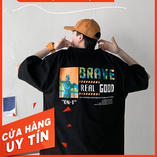 Áo thun tay lỡ cotton brave