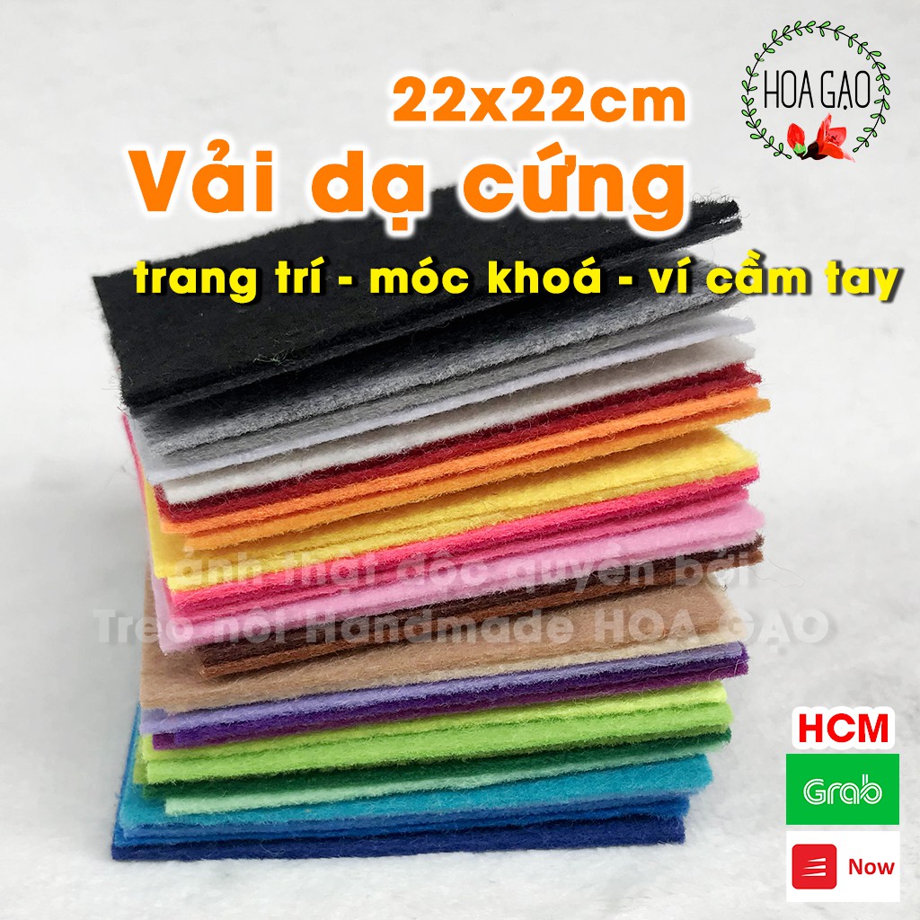 Vải nỉ, handmade nguyên liệu khổ 22cm vuông HOA GẠO GNC2 vải dạ không tưa sợi, không bay màu, chất lượng cao