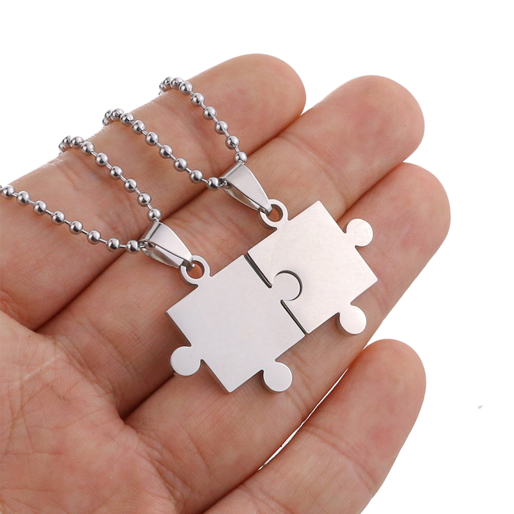 vòng cổ Mặt Mảnh Ghép Bằng Thép Titan Cho Cặp Đôi