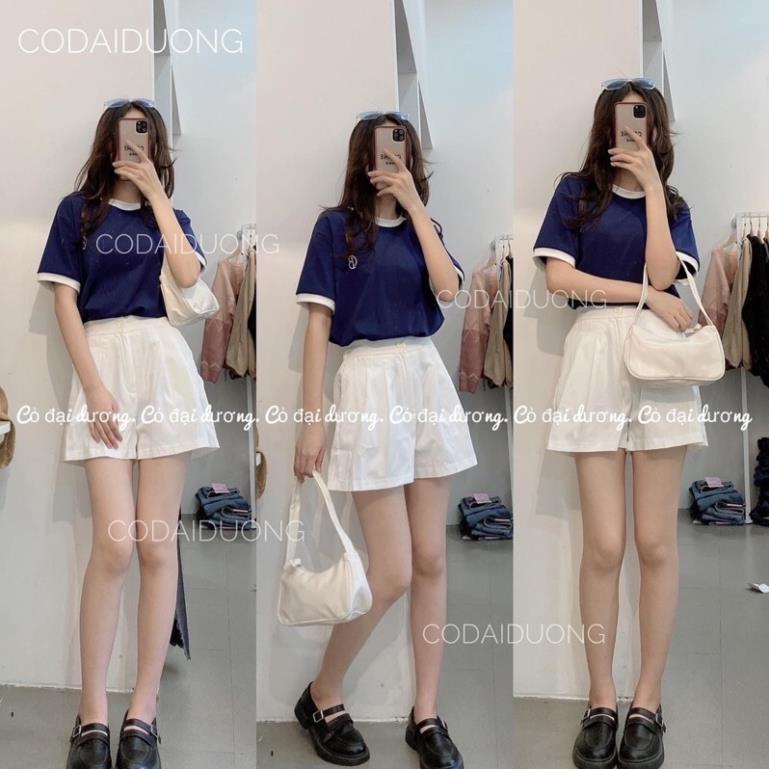 [XẢ KHO] Set kiểu Hàn Quốc Áo Phông Kèm Quần Kaki, Bộ Short Kèm Thun Phối Viền Cổ Hot