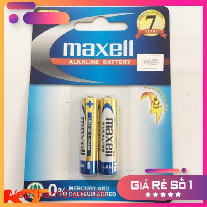 (Sale)  Vỉ 2 viên pin khô Pin AAA Maxell alkaline 1.5v LR03 chính hãng