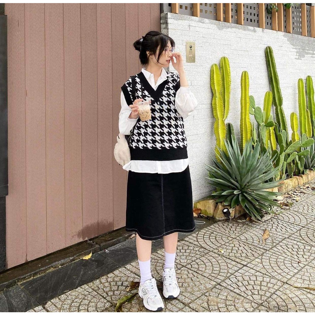 Chân Váy Jean Chỉ Nổi Nữ [FREESHIP]  Đầm mini dáng suông, jeans bò cạp cao xẻ sau lưng đẹp cá tính Ulzzang