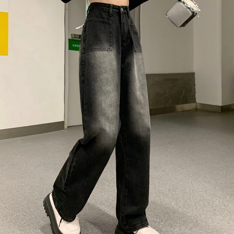 Quần Jeans Nữ Lưng Cao Ống Rộng Thời Trang Hàn Quốc Mới