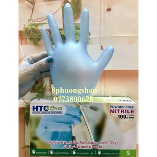 Găng Tay Không Bột Xanh Trong 100 cái/ hộp dùng trong ngành thực phẩm, Spa, phun xăm, Nail