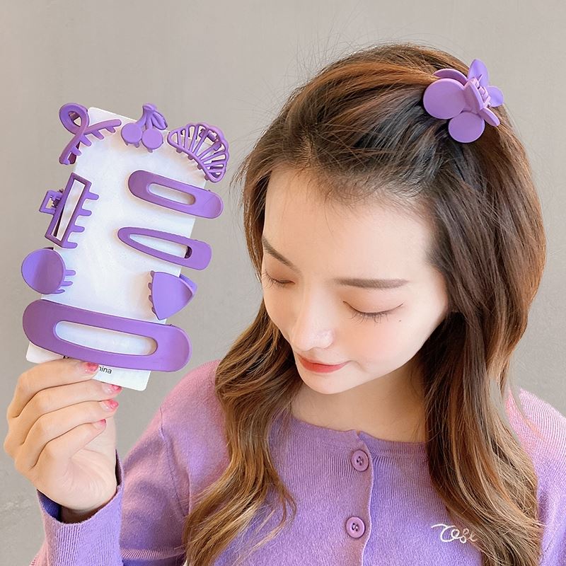 Kẹp tóc HAIMEIKANG nhỏ màu tím thiết kế đơn giản thời trang cao cấp cho nữ